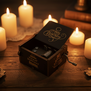 Caja de Música de Madera con Manivela YIYU, Diseño Rectangular Minimalista Moderno, Grabado Pintado, Sonido de 30 Segundos, Ideal para <span class=keywords><strong>Cumpleaños</strong></span> - Product Image 2