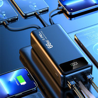 Cargador de viaje de Banco de energía de 40000mAh PD20W Cables de carga integrados Tipo C Estación de carga de energía de 66W