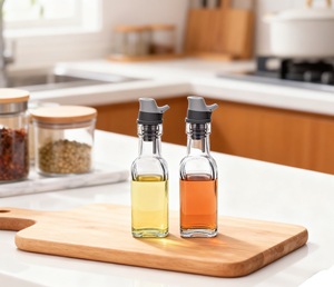 Bottiglia in Vetro per Olio e <span class=keywords><strong>Aceto</strong></span> da Cucina con Logo Personalizzato, Capacità 150ml, Beccuccio in Silicone, Adatta al Microonde, Antigoccia - Product Image 2