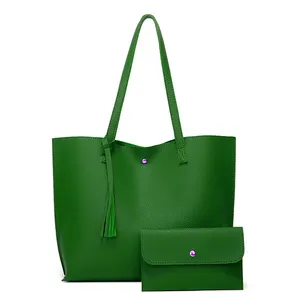 Fashion luxury pu leather tote bags lady shoulder women's 2 piece branded purses and handbags women