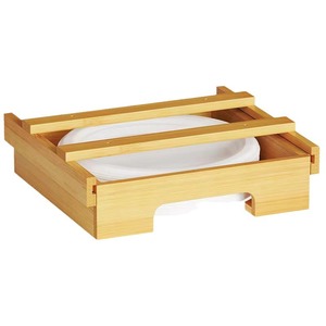 9-inch Bamboo and Wood <b>Kitchen</b> Hanging Disposable Paper Plate Dispenser, Cake Plate <b>Storage</b> Rack, Solid Wood Cabinet Bracket - Product Image 1