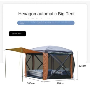 Gran hexágono automático al aire libre un dormitorio tienda a prueba de viento impermeable tela Oxford boda <span class=keywords><strong>playa</strong></span> Camping coche cola cielo cortina - Product Image 5