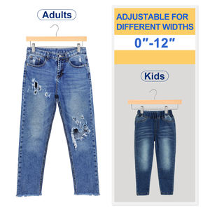 Multi-Color Wooden Pants <strong>Hangers</strong> with Clips Non-Slip Skirt <strong>Hangers</strong> for Jeans, Trousers &amp; Dresses - Product Image 5