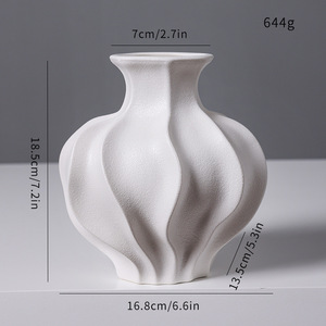 Luxury Nordic Wabi Sabi Vintage Design Ceramic Vase With Sculptural Texture for Living Room Dried Faux <b>Flower</b> <b>Display</b> - Product Image 5