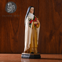 8 pouces Catholique Sainte Thérèse Statue Résine Sculpture Décoration Sainte Thérèse Sur Base Figurine Cadeau Religieux