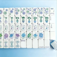 Jeu de Mahjong Américain en Acrylique Bleu Clair, 160 Tuiles Durables Imprimées UV, Logo Personnalisé, Mahjong de Voyage Automatique Pliable de Luxe