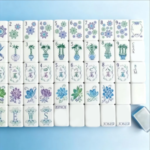 Jeu de <span class=keywords><strong>Mahjong</strong></span> Américain en Acrylique Bleu Clair, 160 Tuiles Durables Imprimées UV, Logo Personnalisé, <span class=keywords><strong>Mahjong</strong></span> de Voyage Automatique Pliable de Luxe - Product Image 4