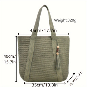 Le donne all'ingrosso si abbinano alla borsa Tote di grande capacità <span class=keywords><strong>monospalla</strong></span>, borsa da spiaggia in paglia, perfetta per le uscite estive e al mare - Product Image 4