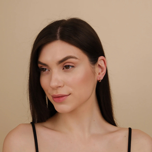 Orecchini a Cerchio Piccoli in Oro Massiccio 10K 14K 18K con Zaffiri Arcobaleno, Gioielli di Moda da Donna e Ragazza, Regalo 585 - Product Image 2