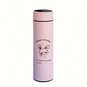 Bouteille isotherme en acier inoxydable 500 ml avec affichage de la température et logo personnalisé – Idéale pour l'eau chaude des étudiants – Retour à l'école - Product Image 1