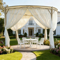 Pavillon de jardin moderne de luxe en acier thermolaqué avec toile anti-moustiques en maille diamant respirante – Direct Usine