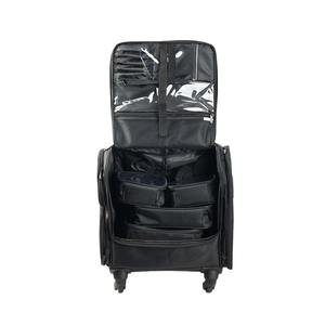 Valise de maquillage professionnelle grande capacité avec fermeture éclair, couleur noire unie, poignée de transport - Product Image 1