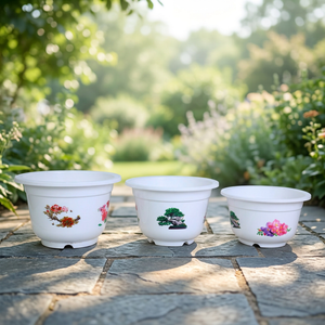 High Quality Eco-Friendly UV Resistant White <b>Plastic</b> Bonsai Pots Decorative <b>Planter</b> Basins Drainage Hole for Indoor Garden - Product Image 1