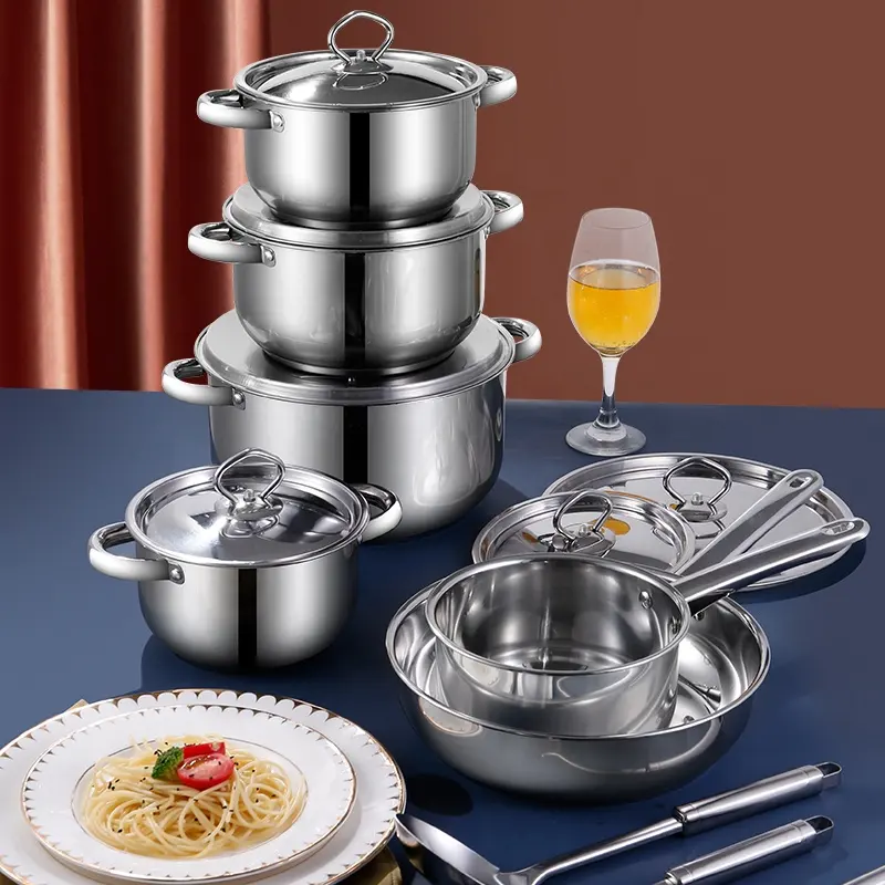 stainless steel casserole factory cooking pot electric 15 piece cookware set cooking pot set cookware set cooking