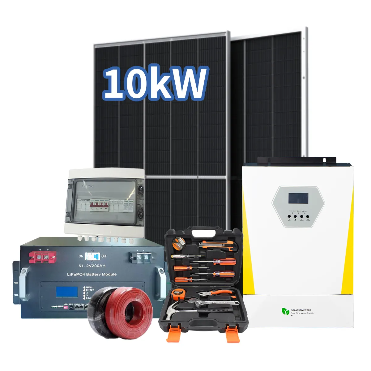 Kit completo Sistema de energía solar 10kw Sistema solar híbrido 10kw 20kwh Sistema de energía solar para el hogar