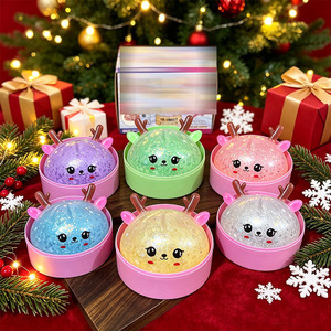 Festive Holiday Wholesale Transparent Glitter Filled Reindeer with Antlers Soft TPR Stress Relief Toy for Christmas - Product Image 2