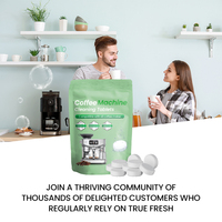 Lot de 24 comprimés nettoyants écologiques de qualité alimentaire pour machine à expresso, élimination des taches tenaces, compatibles avec toutes les grandes marques de cafetières