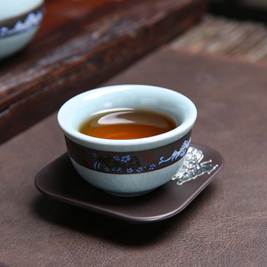 Bakelite Cup Holder Leaf Pattern Heat Insulating Tea Ceremony Accessory Gift Use - Product Image 4