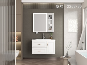 Mueble <span class=keywords><strong>de</strong></span> <span class=keywords><strong>Baño</strong></span> Moderno <span class=keywords><strong>de</strong></span> Madera Maciza y Contrachapada con Lavabo <span class=keywords><strong>de</strong></span> Cerámica, Resistente al Agua, para Uso en Hoteles, Incluye Espejo y Encimera - Product Image 2