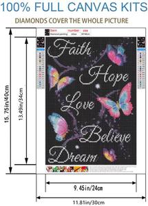 Kit Pittura Diamante per Adulti: Farfalla con Testo Artistico, Fai da Te, Diamanti Rotondi - Product Image 4