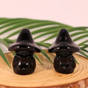 1PC Crystal Natural obsidian Little Wizard Engraving Natural Crystal Healing Crystal Home Ornaments Cute Carving Holiday Gift