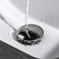 Évier de salle de bain moderne avec drain 90 mm en plastique et laiton poli, design pop-up