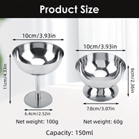 Bol à dessert rond en acier inoxydable, résistant à la rouille, durable, compatible lave-vaisselle, pour la maison et les fêtes