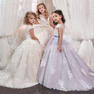 Robe de princesse haut de gamme pour enfants ML068, dégradé, vêtements pour filles, froncée, appliquée, en polyester, tenue de performance pour piano - Product Image 6