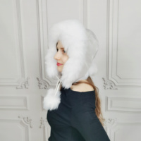 Sombreros de nailon de imitación para mujer, gorros de invierno cálidos de piel de zorro, aviador, Ushanka rusa, orejeras
