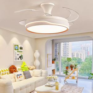 42 Inch White Retractable <b>Ceiling</b> Fan with <b>Light</b> 3000K-6500K with <b>remote</b> <b>control</b> easy install LED Fan Fixture for Living Room - Product Image 2