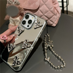Di alta qualità in stile elettrolitico argento <span class=keywords><strong>bianco</strong></span> specchio plissettato <span class=keywords><strong>cuore</strong></span> modello cassa del telefono per <span class=keywords><strong>iPhone</strong></span> 15 realizzato in materiale PC - Product Image 6