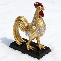 Figurine en résine de coq doré, statue de poulet porte-bonheur, ornement de décoration Feng Shui pour la maison, porte-bonheur et décoration de table