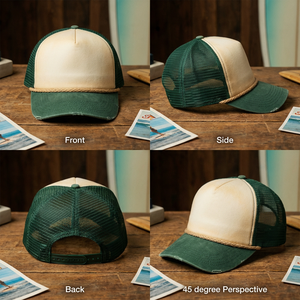 BSCI Factory Custom Logo Foam Trucker Hat with Rope Vintage Streetwear Mesh Back Breathable Professional Cap Manufacturer - Product Image 2