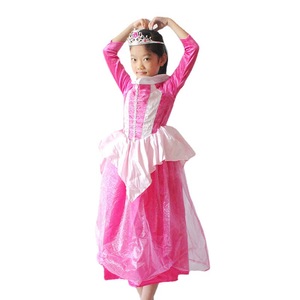 Robe de princesse rose avec couronne pour filles, tenue de fête costumée - Product Image 5