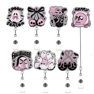 <span class=keywords><strong>C</strong></span> & J YANYE Halloween brillo aleación acrílico Rosa retráctil insignia carrete Doctor Id insignia Clip fácil tirar hebilla alfileres broche - Product Image 1