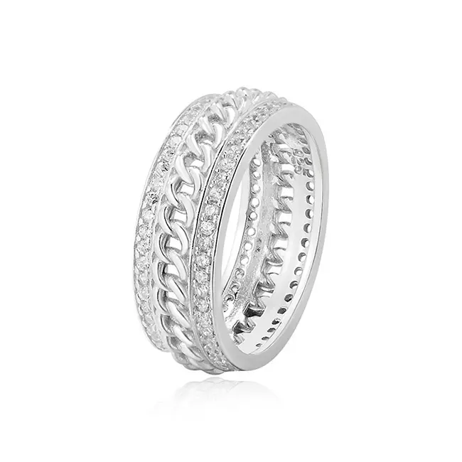 Cubic Zirconia 925 Sterling Silver Ring Wedding Band Cz shining Ring