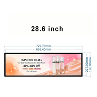 Écran publicitaire numérique LCD étiré mural intérieur de 28,6 pouces avec télécommande pour centre commercial et magasin de détail