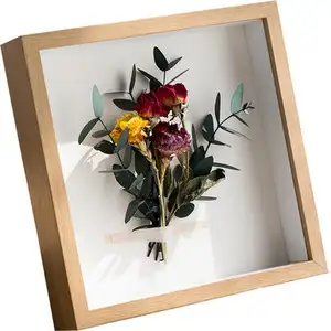 Hitam putih Walnut MDF 10 "9x9" 8x8 Picture inch Dekorasi seni gambar bingkai foto dalam 3D Shadow kotak bingkai dengan Plexiglass