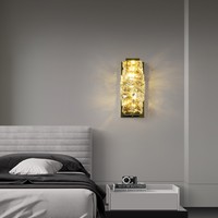 Applique murale LED moderne en acier inoxydable doré 10W avec abat-jour en cristal, intensité variable, hauteur 26cm, pour éclairage d'hôtel, chambre et escalier