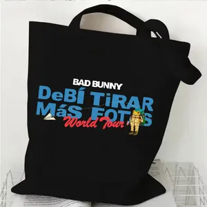 Sac de shopping Bad Bunny DTMF World Tour 2025-2026, sac fourre-tout en toile <span class=keywords><strong>Debi</strong></span> Tirar Mas Fotos, sac à bandoulière tendance pour filles - Product Image 2