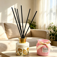 Ensemble de parfums d'ambiance pour la maison, diffuseur à bâtonnets en rotin, bougie parfumée en verre rose, aromathérapie, décoration de la maison, naturel, biodégradable