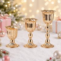 Décorations de fête de Noël et du Nouvel An, accessoires, vase à fleurs en métal doré, centre de table pour la maison, ornements, cadeau pour nouveau-né