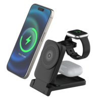 Station de charge sans fil pliable 3-en-1 portable pour montre connectée et téléphone, chargeur multifonctionnel