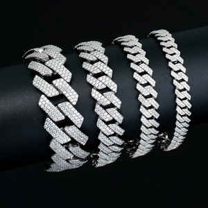 Pulsera de Cadena Grande y Resistente con Cristales, Joyería de Muñeca de <span class=keywords><strong>Cristal</strong></span>, Bijoux Cubano de Moda - Product Image 1