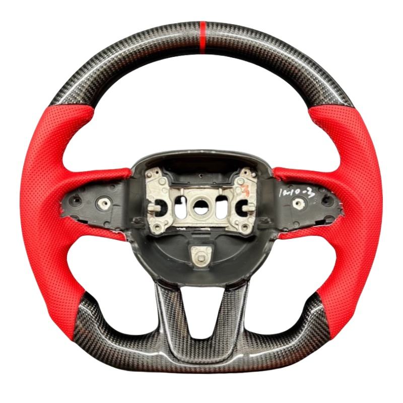 Fibre de carbone en cuir perforé rouge