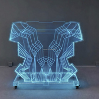Cabine DJ en acrylique illuminée avec gravure personnalisée et design de pilier, table LED lumineuse pour boîte de nuit et bar à domicile
