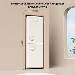 Réfrigérateur à double porte de 160 L, congélateur en bas, modèle à refroidissement direct 220 V, réfrigérateur de style rétro à économie d'énergie - Product Image 5