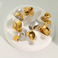 Lot de bagues géométriques torsadées bicolores irrégulières à large bande, plaquées or 18 carats, en acier inoxydable, pour empilage, vente en gros