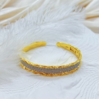 S925 Vergoldetes Zirkon-Besetztes Wellenrand-Offenes Manschettenarmband