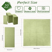 Servilletas de Papel Airlaid Verdes para Cena, 40x40cm, Plegables, Antipolvo, Desechables, para Fiestas y Banquetes
